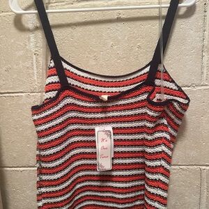 It's Our Time Striped Women's Top - Red,‎ Black, White